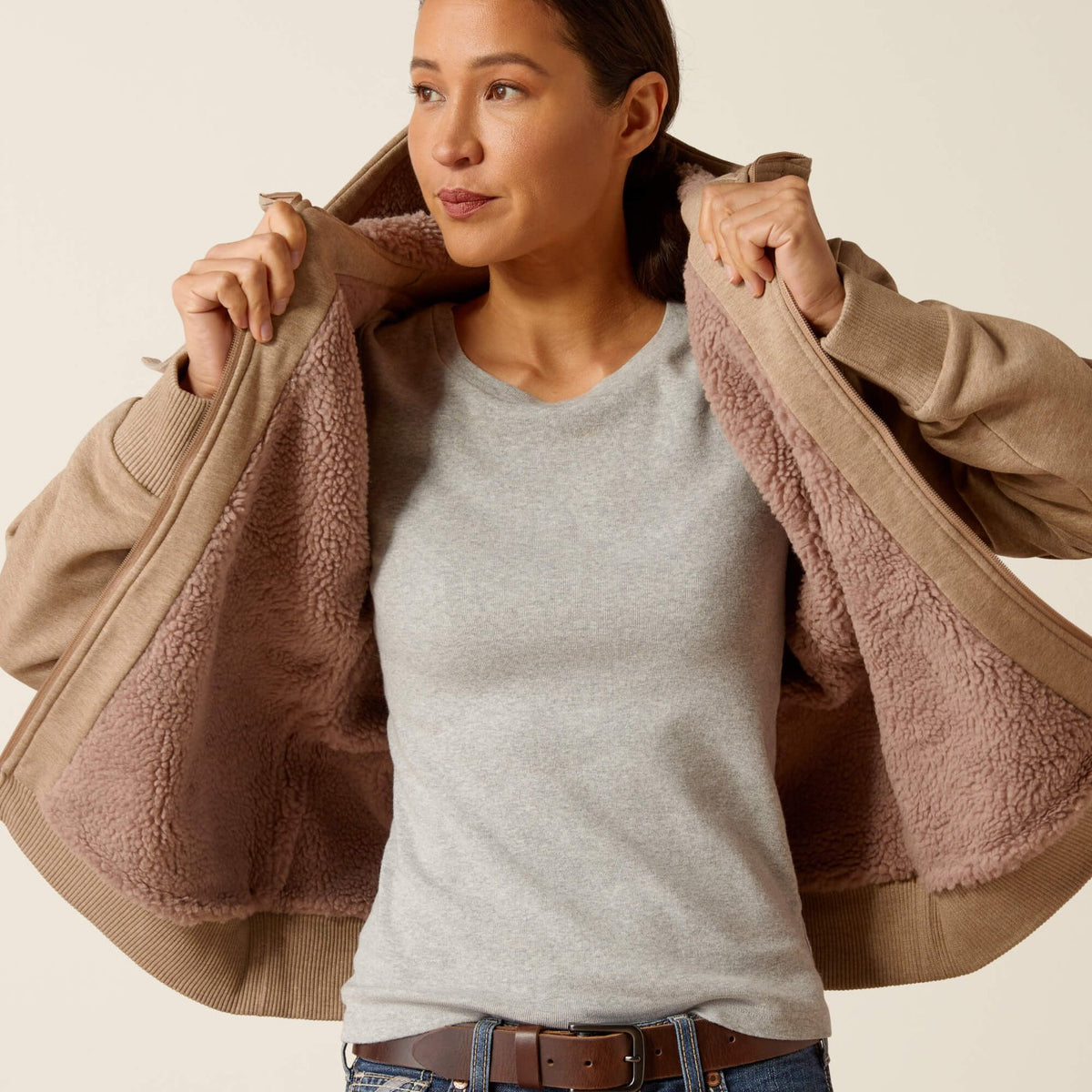 Ariat Women's Rebar Sherpa Lined Full-Zip Hoodie Sweatshirts & Hoodies Ariat