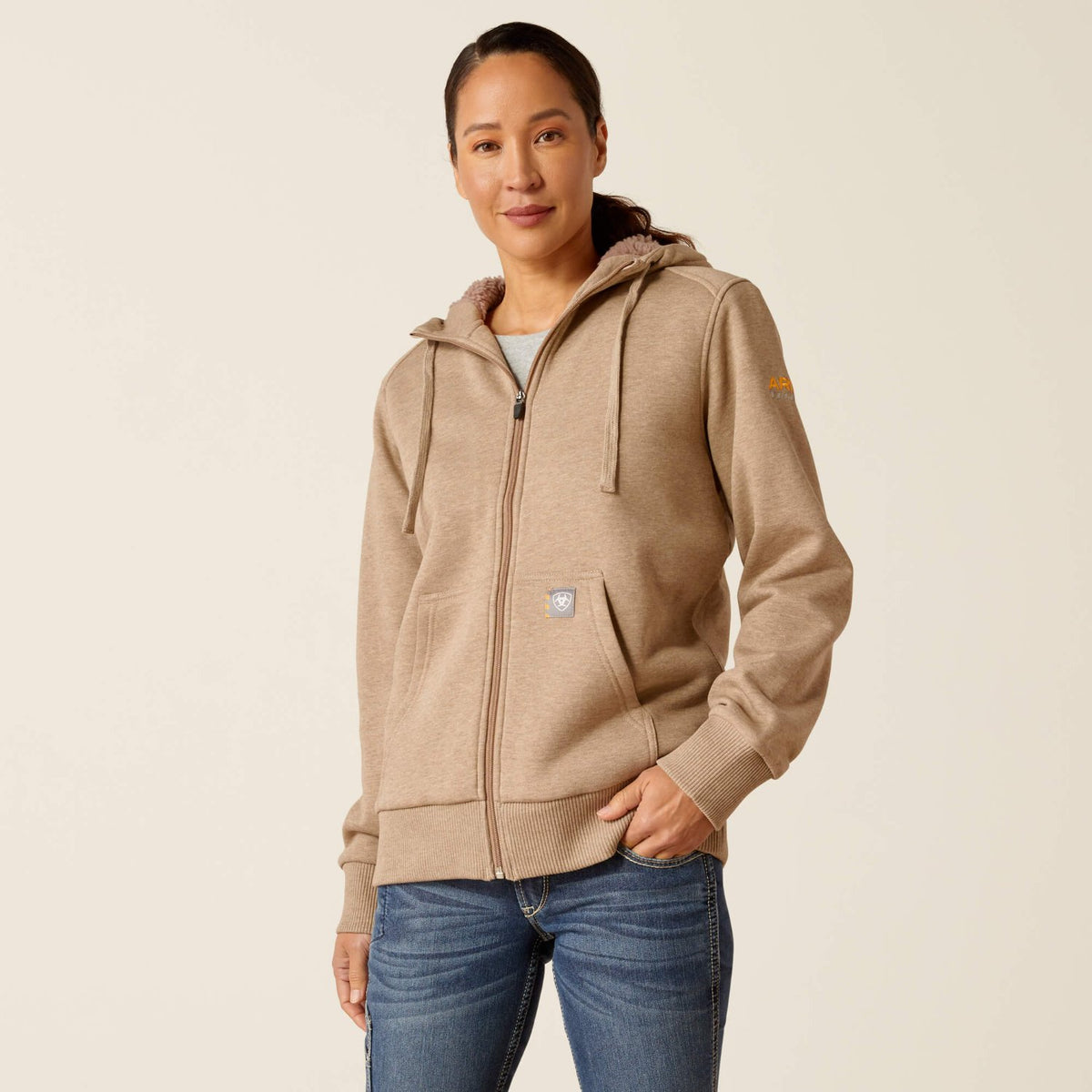 Ariat Women's Rebar Sherpa Lined Full-Zip Hoodie Sweatshirts & Hoodies Ariat Oatmeal Heather L Reg