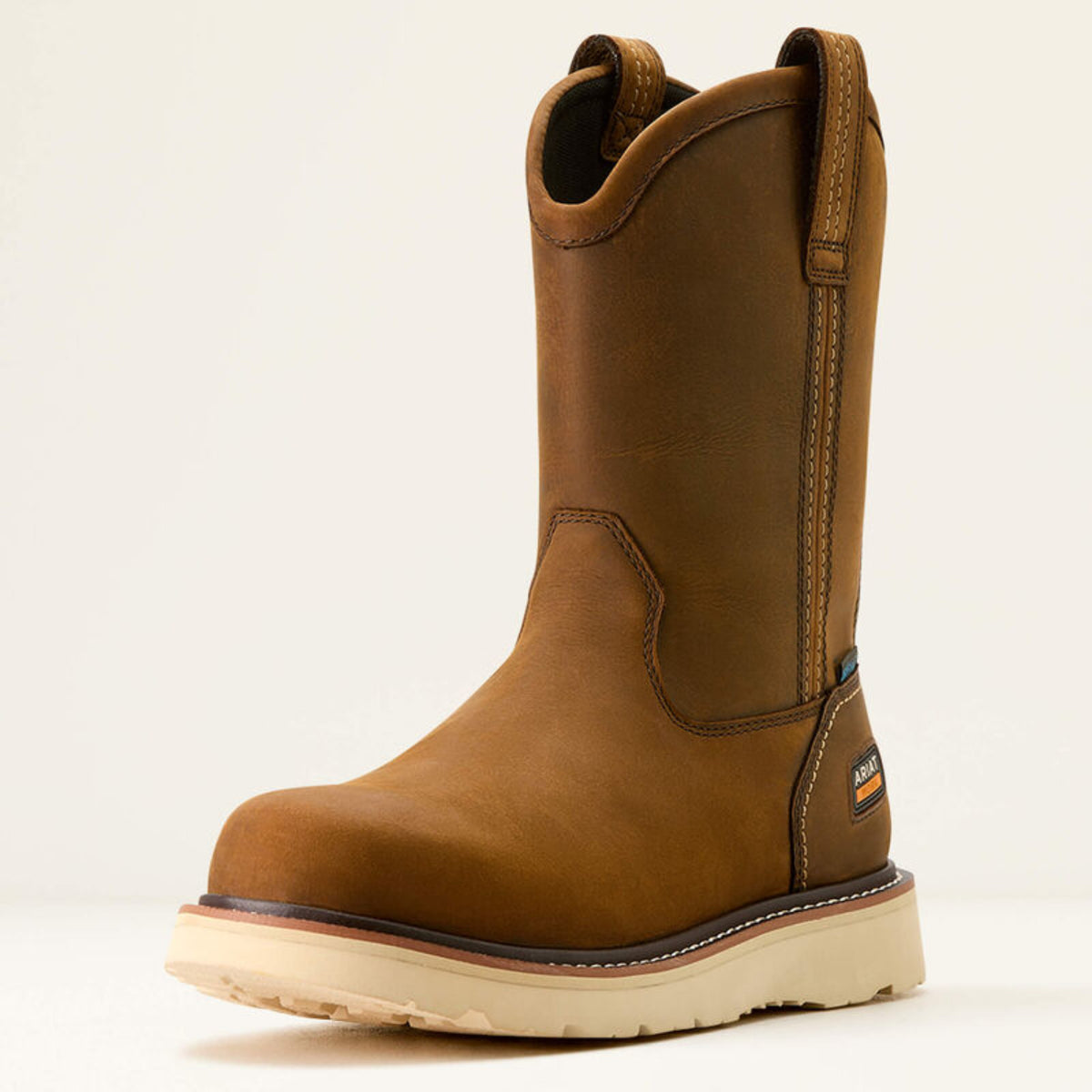 Ariat Men's Rebar Wedge 10" Waterproof Pull On Wellington Boot Work Boots Ariat Distressed Brown 10 2E