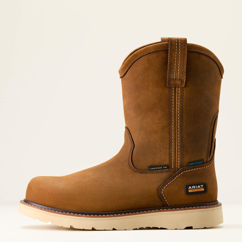 Ariat Men's Rebar Wedge 10" Waterproof Composite Toe Pull On Wellngton Boot Western Boots Ariat Distressed Brown 10 2E