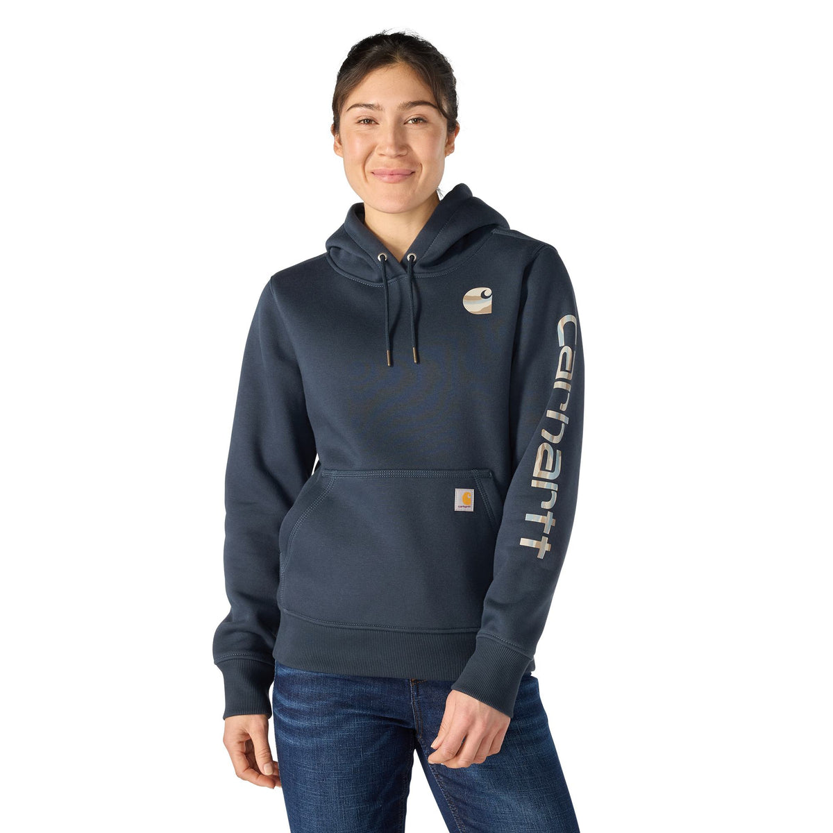 Carhartt Women's Clarksburg Graphic Sleeve Hoodie Sweatshirts & Hoodies Carhartt Deep Smoke Blue XL Reg