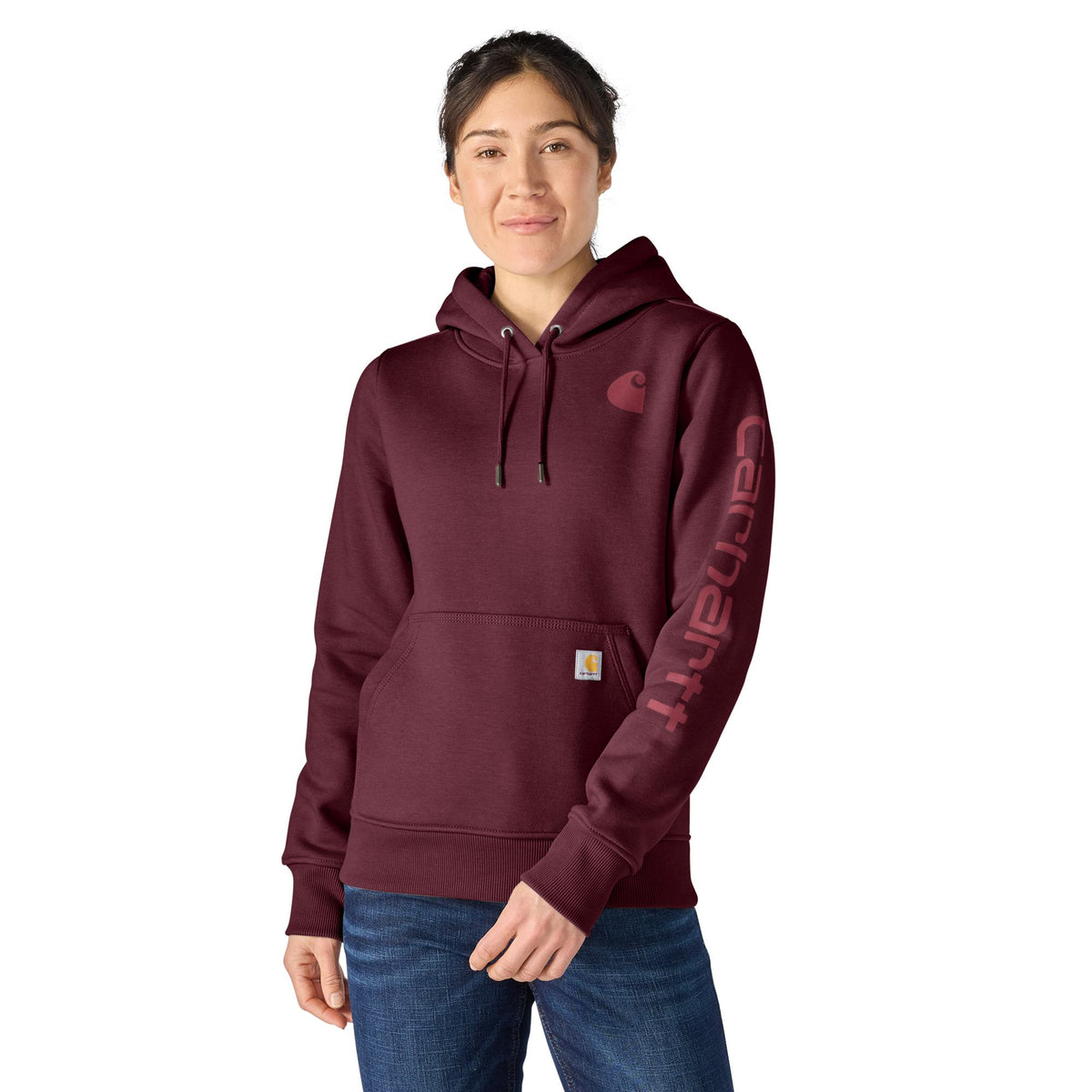 Carhartt Women's Clarksburg Graphic Sleeve Hoodie Sweatshirts & Hoodies Carhartt Deep Cherrywood XL Reg