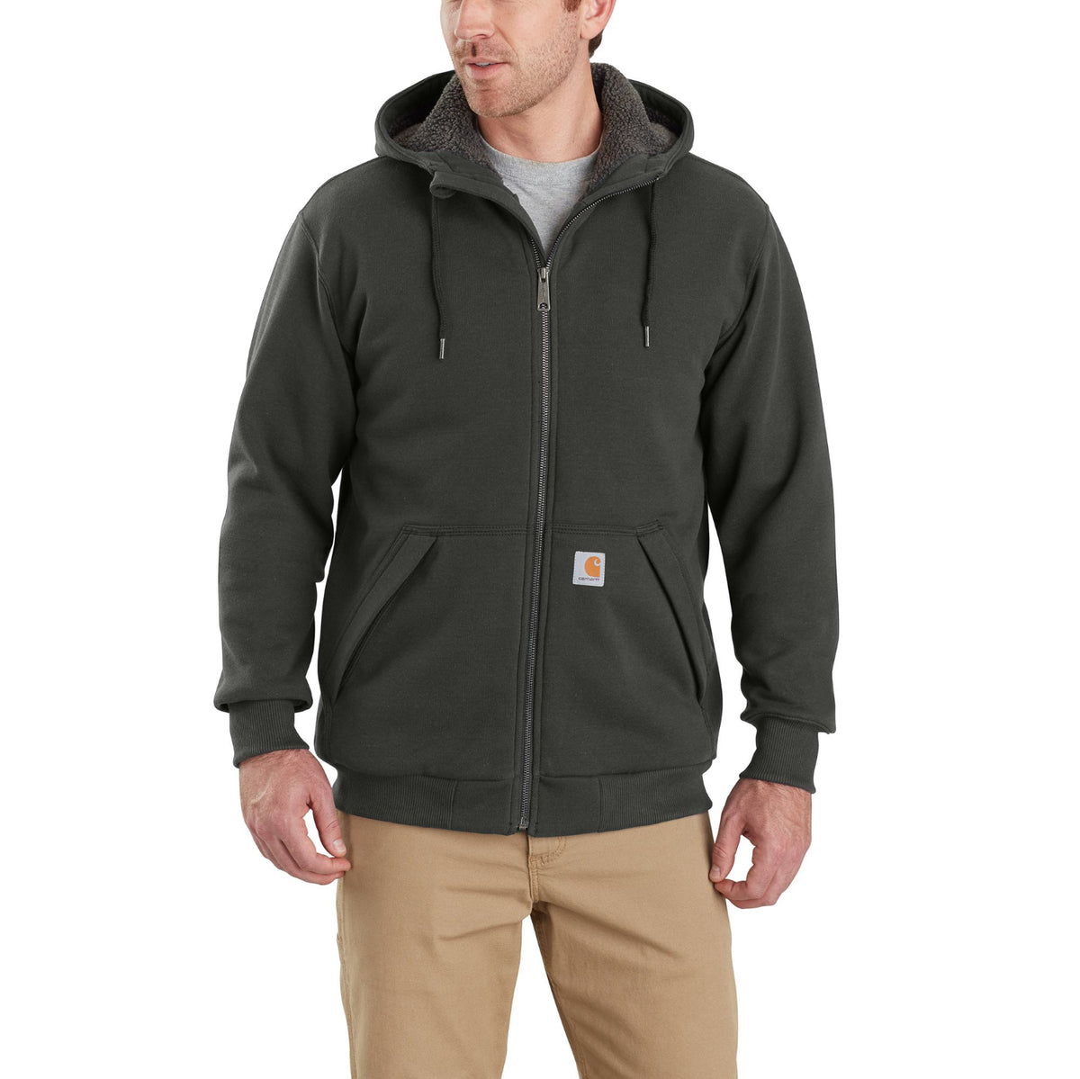 Carhartt Men's Rockland Sherpa-Lined Hoodie Sweatshirts & Hoodies Carhartt Peat 2XL Reg
