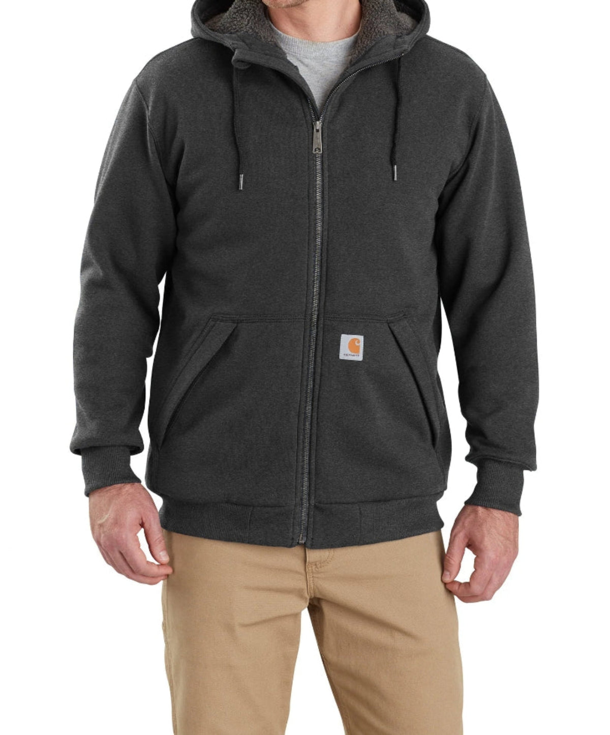 Carhartt Men's Rockland Sherpa-Lined Hoodie Sweatshirts & Hoodies Carhartt Carbon Heather 2XL Reg