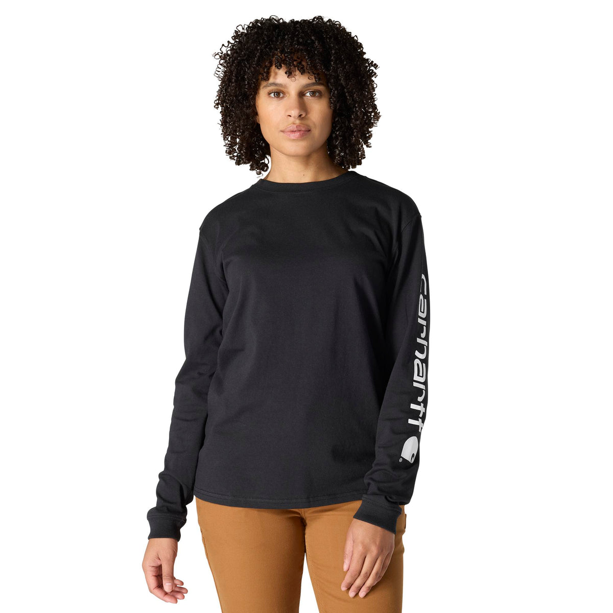 Carhartt Women's Dearborn Loose Logo Long Sleeve T-Shirt Long Sleeve T-Shirts Carhartt Black 1XL Plus