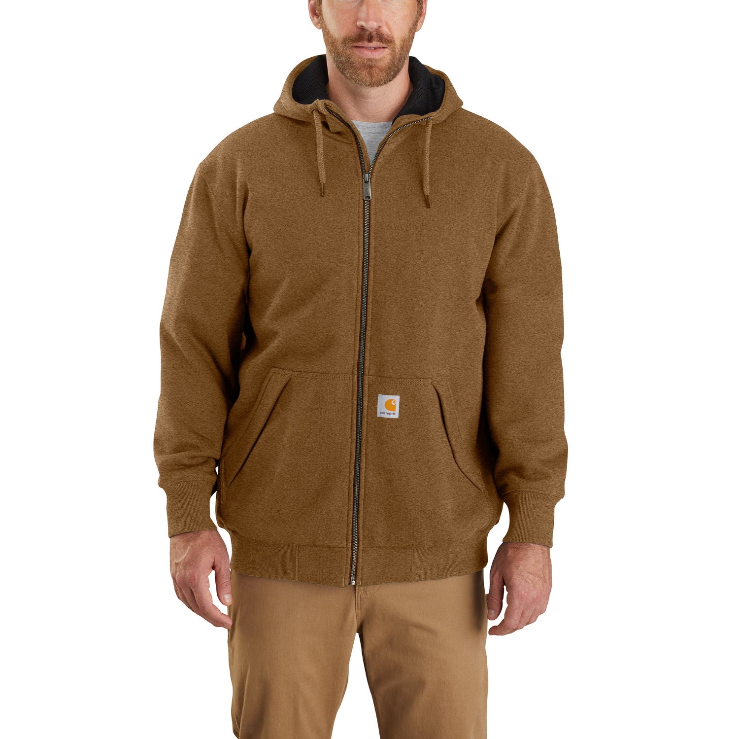 Carhartt Men's Rain Defender® Loose Fit Thermal Lined Full Zip Sweatshirt Sweatshirts & Hoodies Carhartt Walnut 2XL Reg