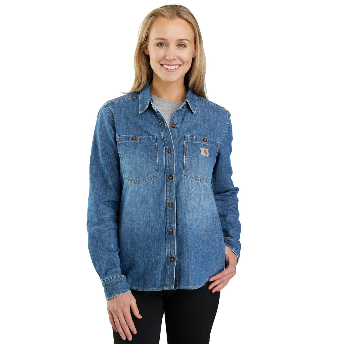 Carhartt Women's Relaxed Fit Denim Long Sleeve Work shirt Work Shirts Carhartt Voyager 2XL Reg