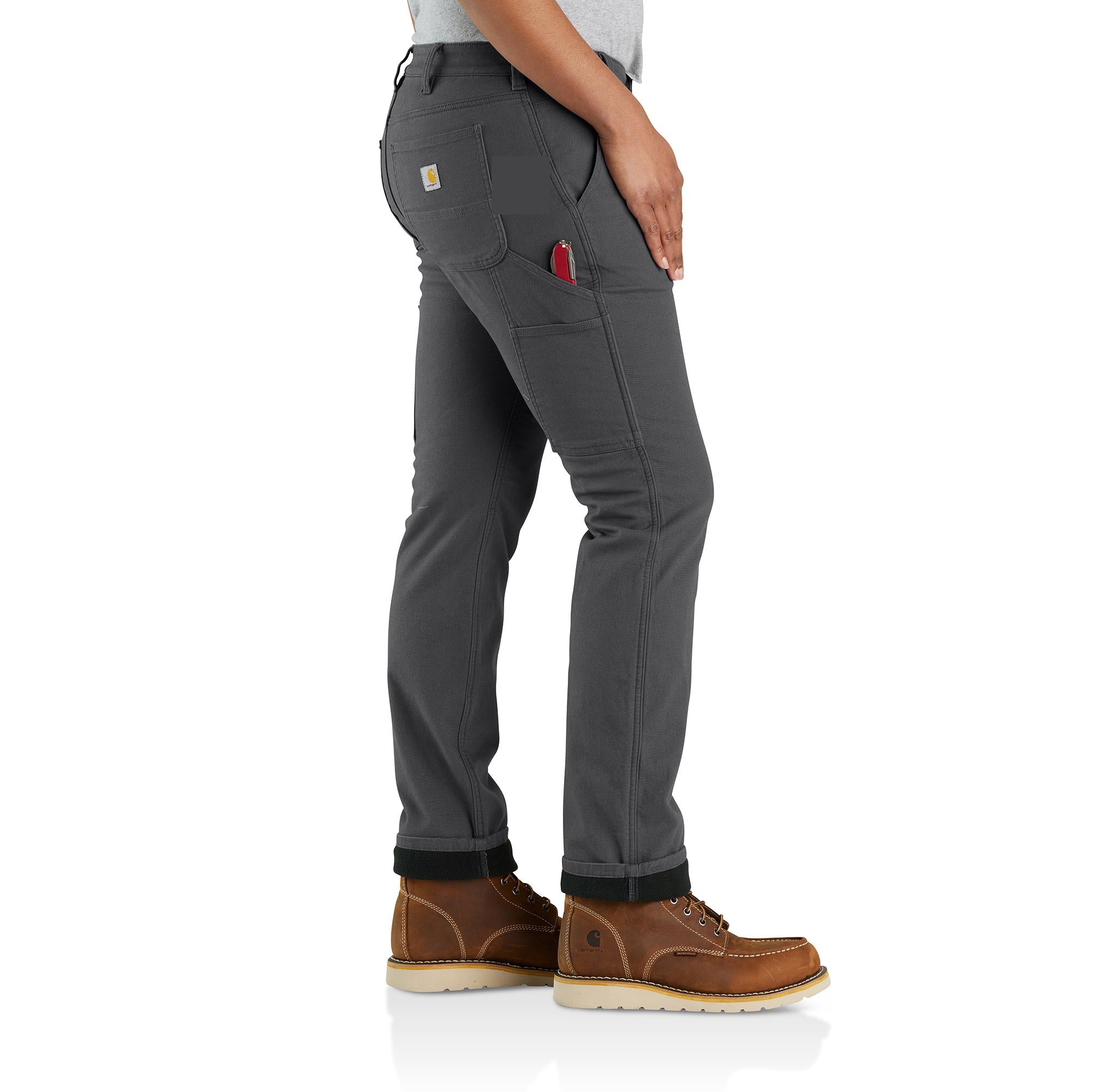 Carhartt Rugged Flex Canvas Relaxed Fit Fleece Lined Work Pant - Women's Shadow 0 Regular Carhartt Rugged Flex Canvas Relaxed Fit Fleece Lined Work Pant - Women's Shadow 0 Regular