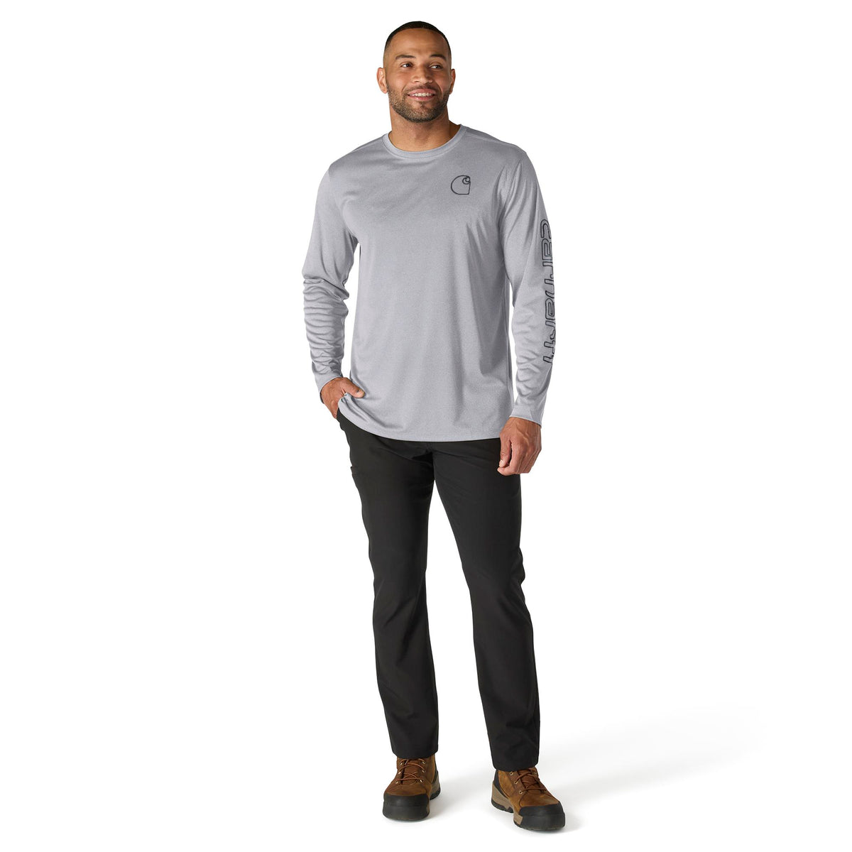 Carhartt Men's Force Sun Defender Lightweight Long Sleeve Logo T-Shirt Long Sleeve T-Shirts Carhartt