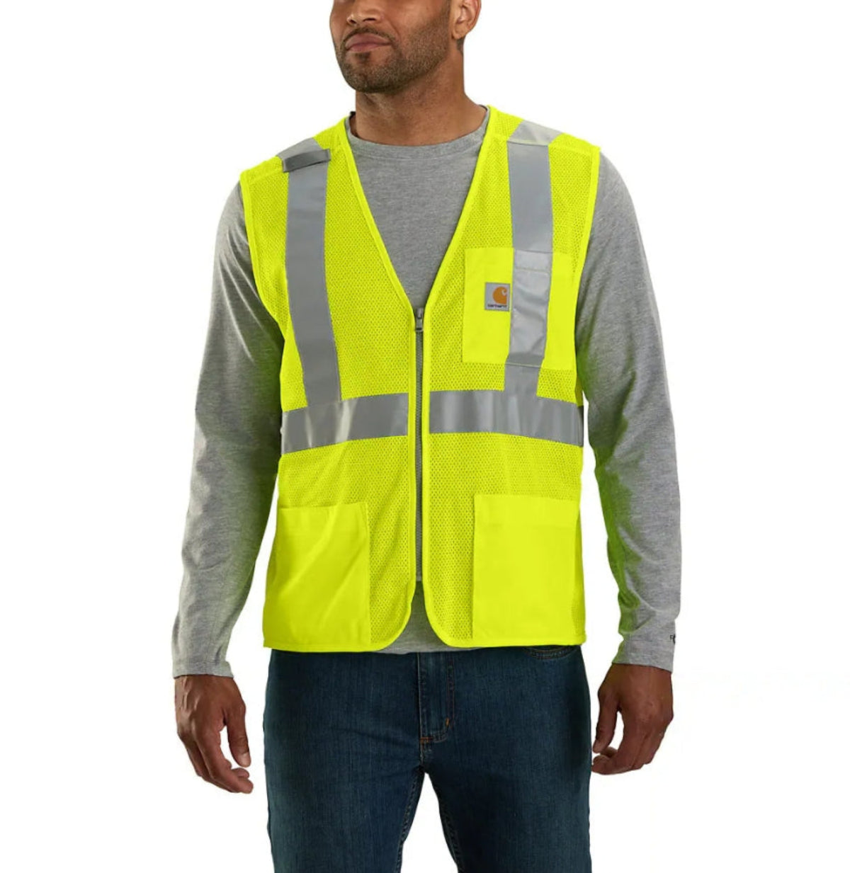 Carhartt Men's C2 Hi-Vis Mesh Multi-Pocket Zip Safety Vest - Work World - Workwear, Work Boots, Safety Gear