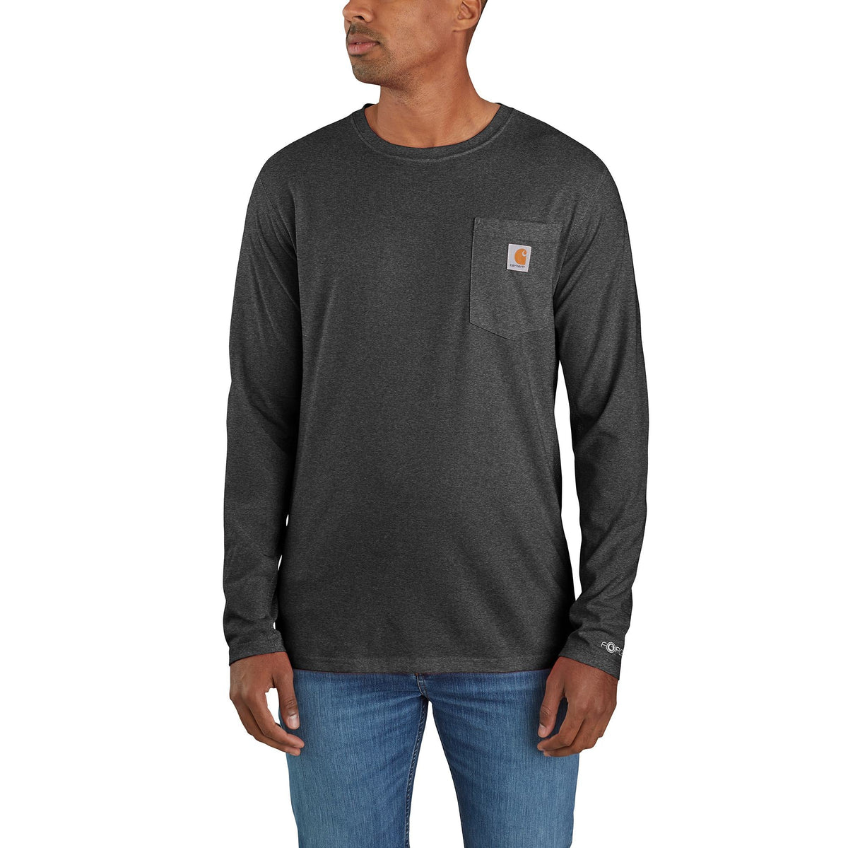 Carhartt Men's Force® Relaxed Fit Long Sleeve Pocket T-Shirt Long Sleeve T-Shirts Carhartt Carbon Heather 2XL Reg
