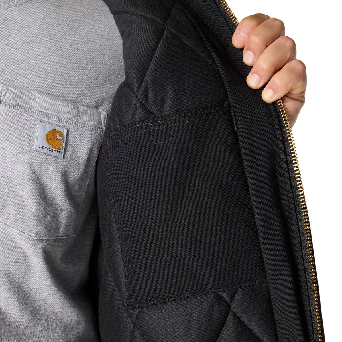 Carhartt Men's Flannel Lined Firm Duck Zip Hooded Active Jacket Jackets & Coats Carhartt