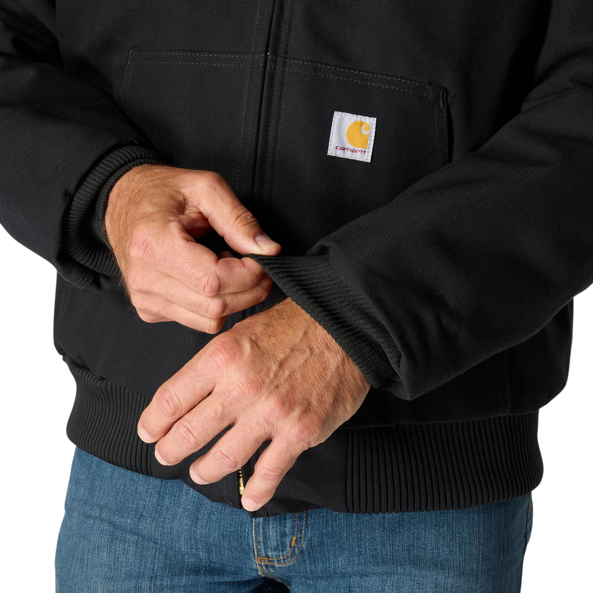 Carhartt Men's Flannel Lined Firm Duck Zip Hooded Active Jacket - Work World - Workwear, Work Boots, Safety Gear