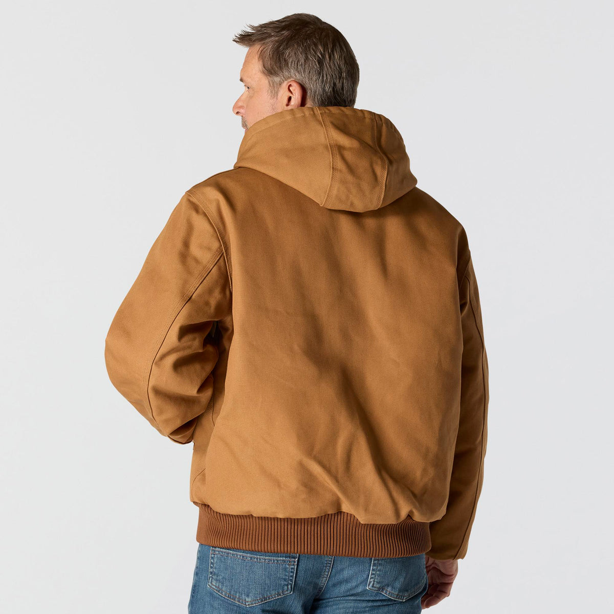 Carhartt Men's Flannel Lined Firm Duck Zip Hooded Active Jacket Jackets & Coats Carhartt