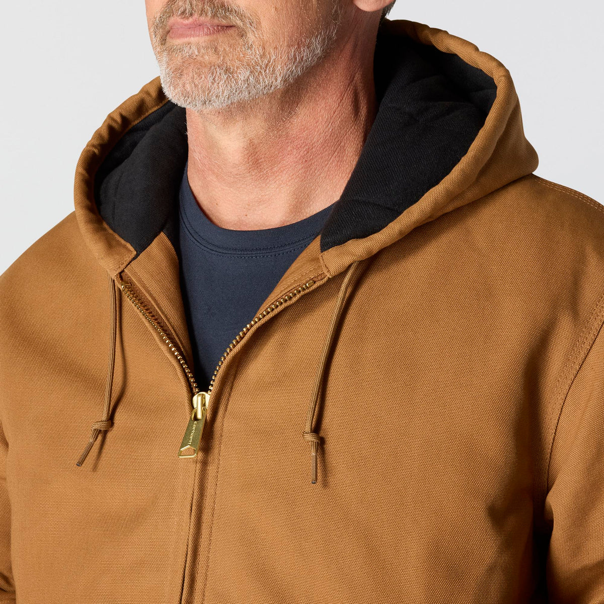 Carhartt Men's Flannel Lined Firm Duck Zip Hooded Active Jacket