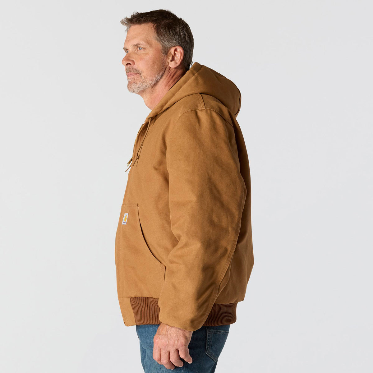 Carhartt Men's Flannel Lined Firm Duck Zip Hooded Active Jacket Jackets & Coats Carhartt