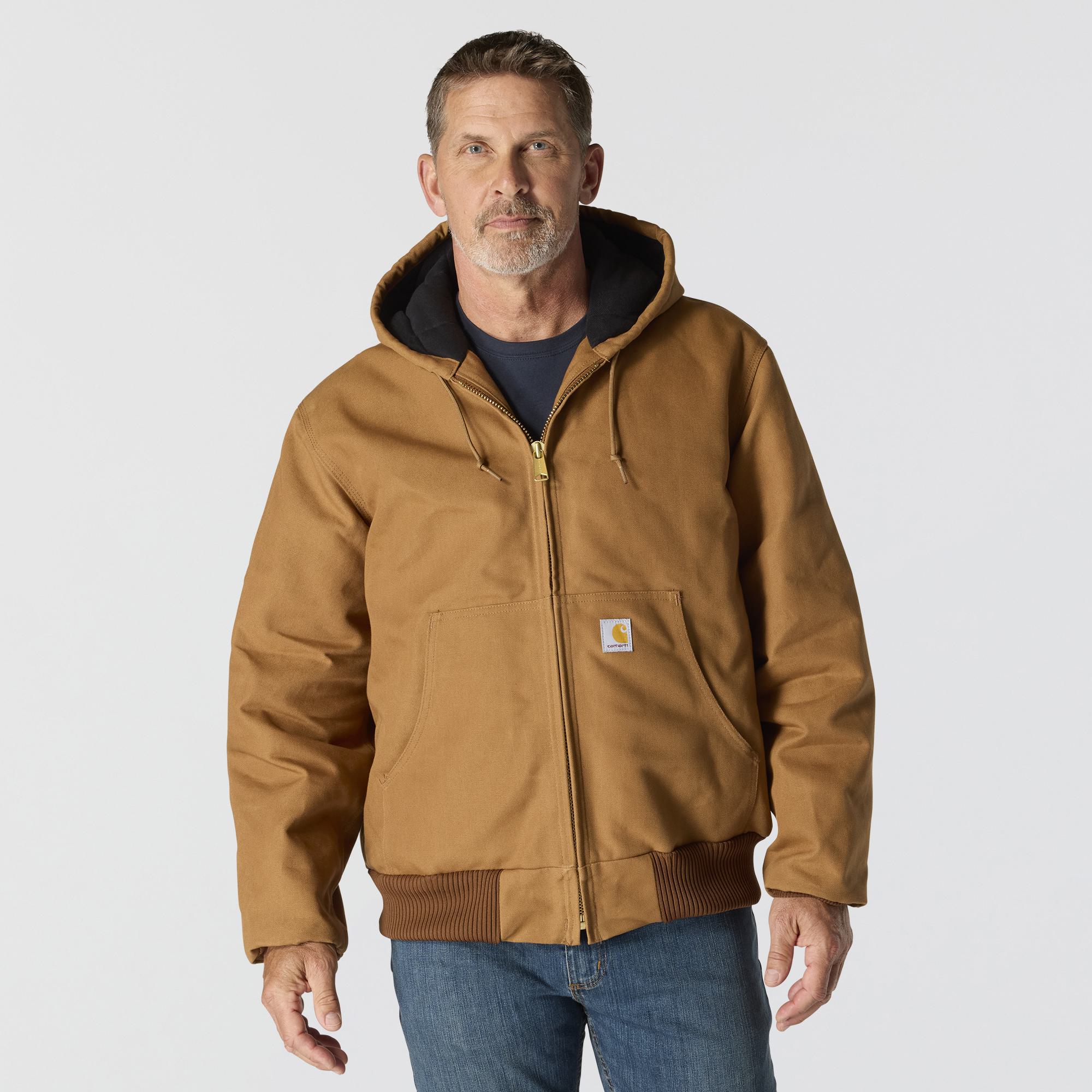 Carhartt Men's Flannel Lined Firm Duck Zip Hooded Active Jacket