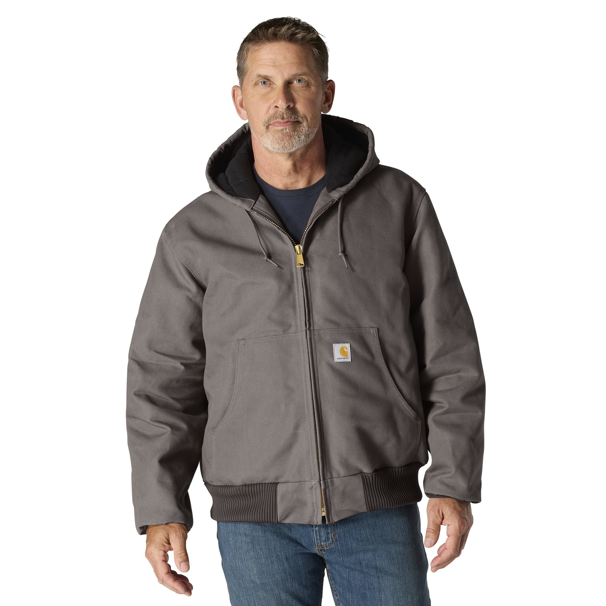 Carhartt Men's Flannel Lined Firm Duck Zip Hooded Active Jacket
