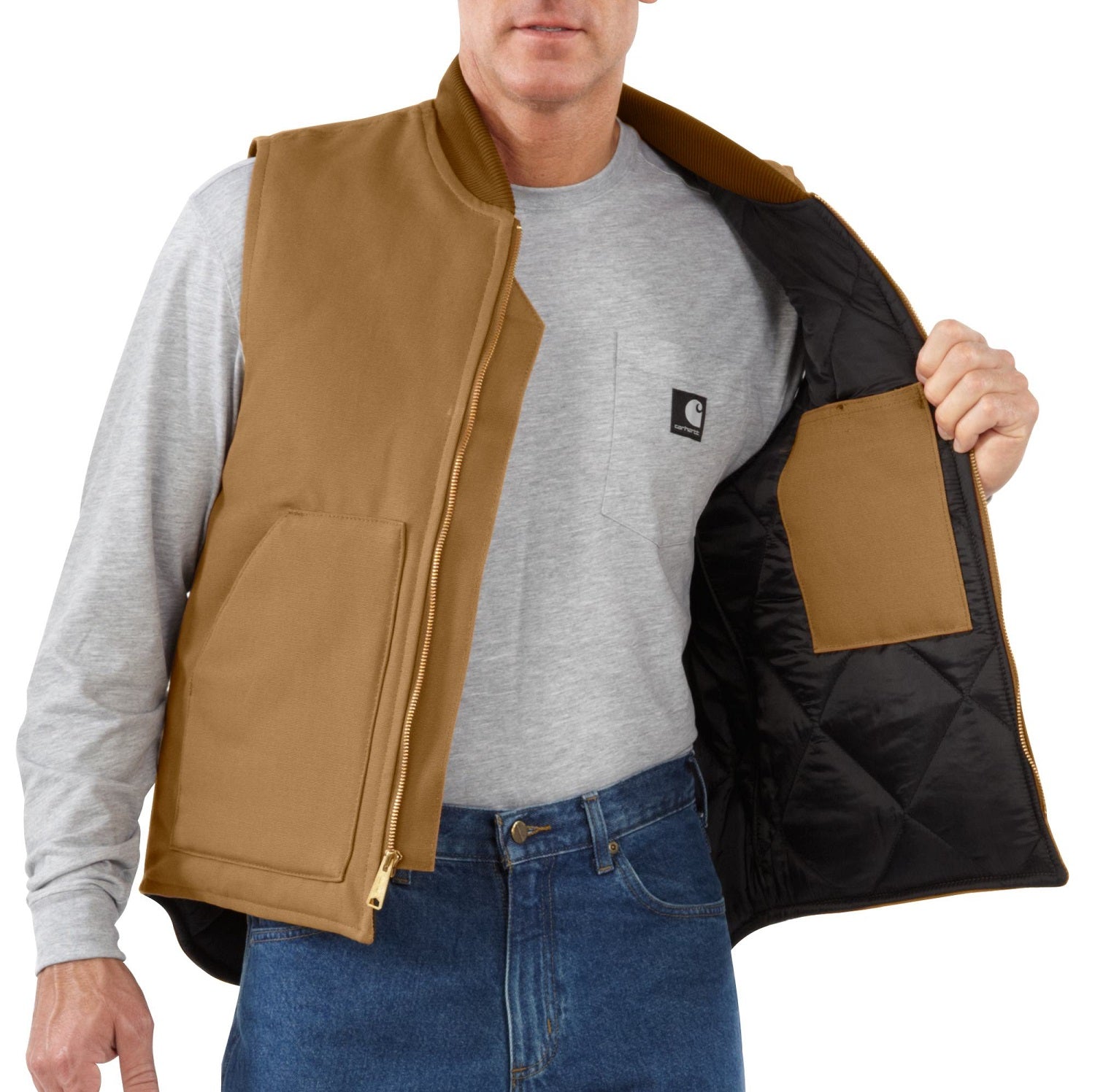 Carhartt Men's V01 Relaxed Fit Firm Duck Insulated Zip Vest - Work