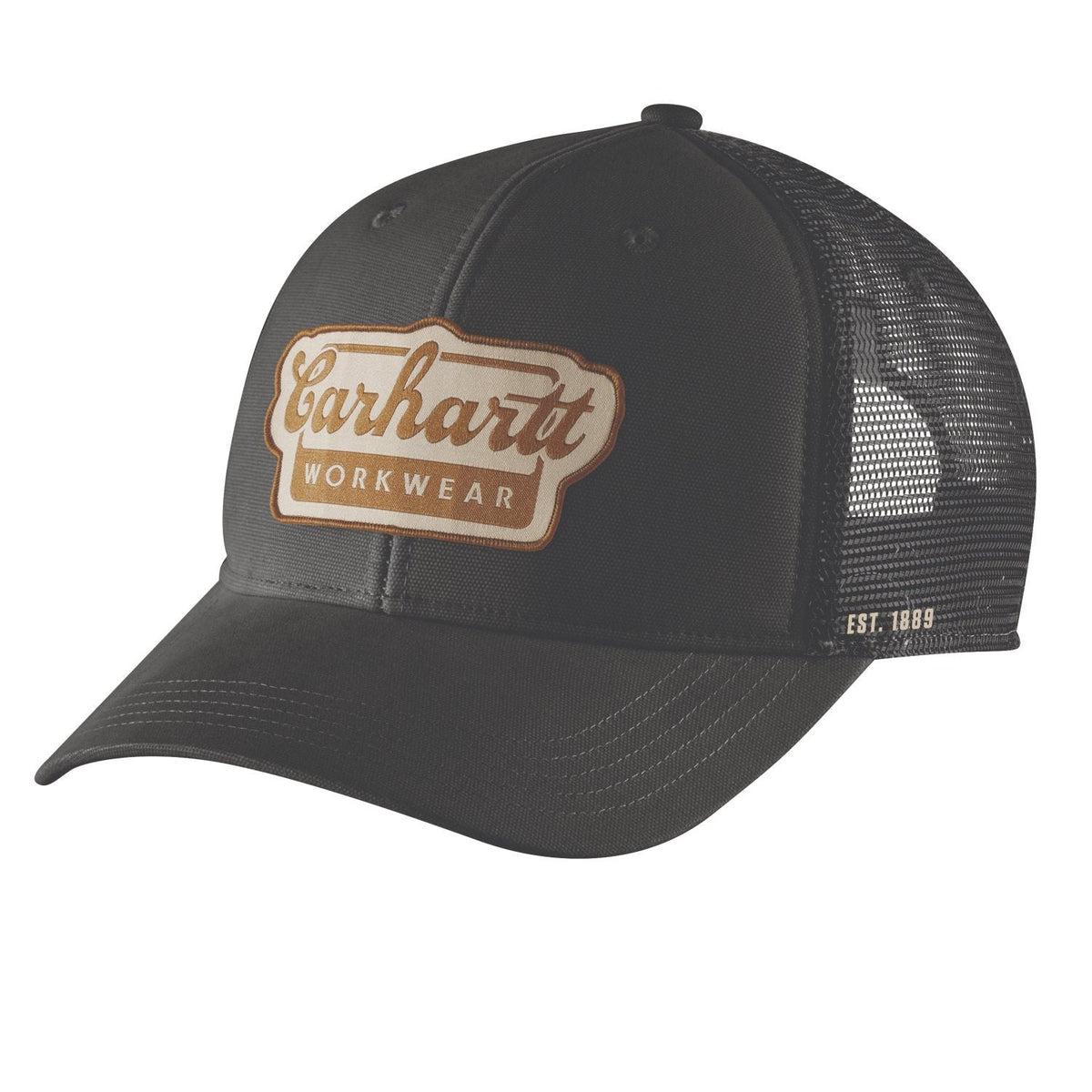 Carhartt Script Patch Rugged Flex Twill Snap Mesh Cap Hats & Caps Carhartt Black OS