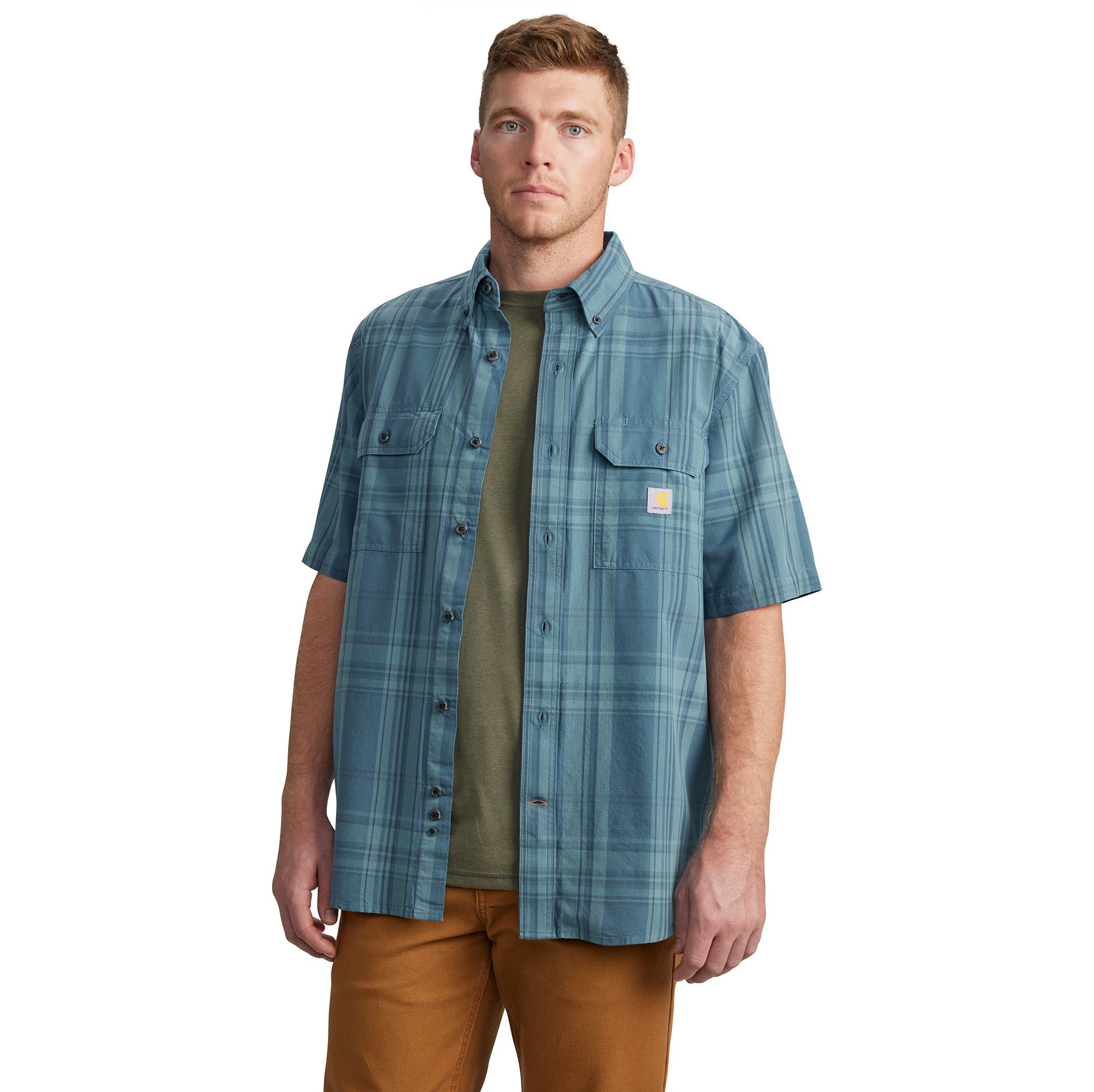 carhartt dress shirt Men's 106140 Loose Fit Midweight Short-Sleeve Plaid Medium Apple Butter : Clothing, Shoes & Jewelry working man needs and wants Carhartt Men's Montana Rugged Flex