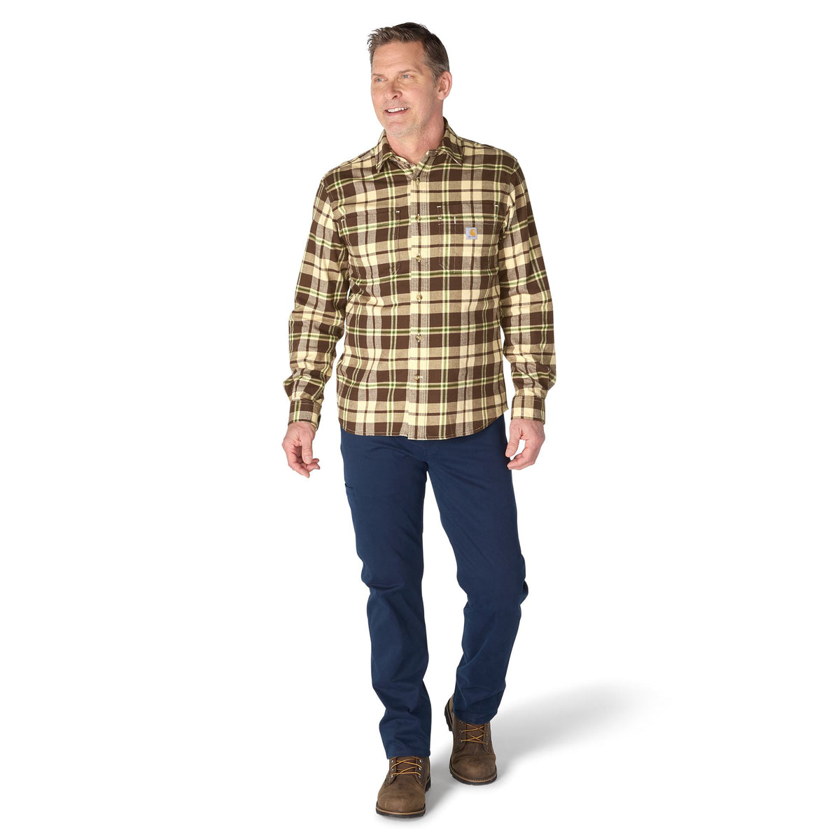 Carhartt Men's Rugged Flex™ Relaxed Fit Midweight Flannel Plaid Work Shirt Work Shirts Carhartt
