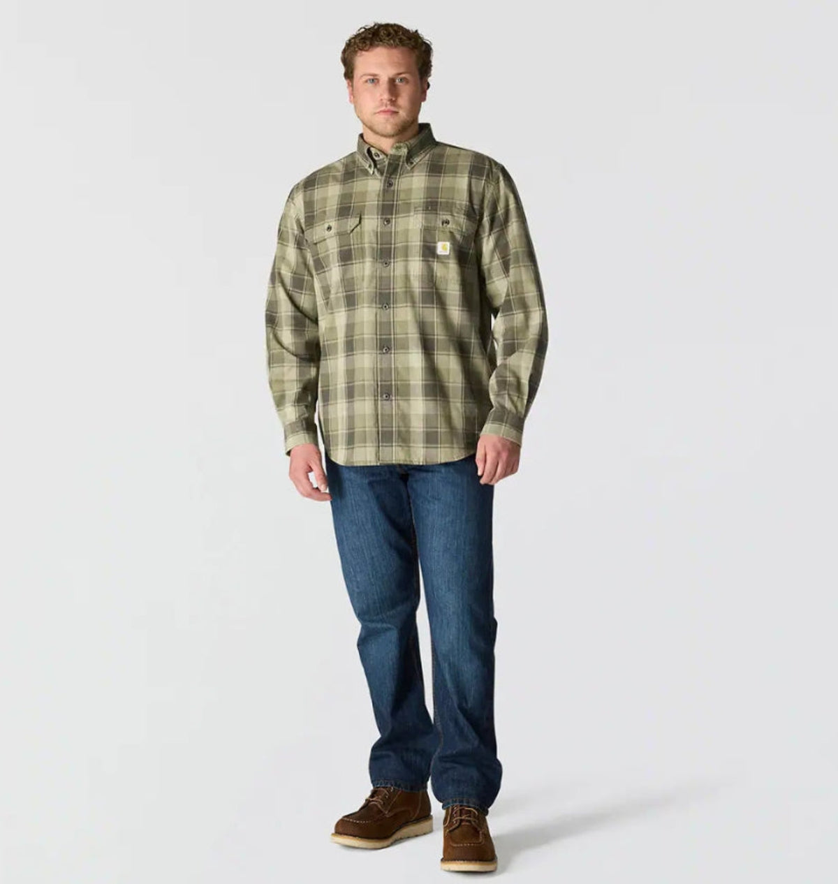 Carhartt Men's Loose Fit Midweight Chambray Long Sleeve Plaid Shirt - Work World - Workwear, Work Boots, Safety Gear