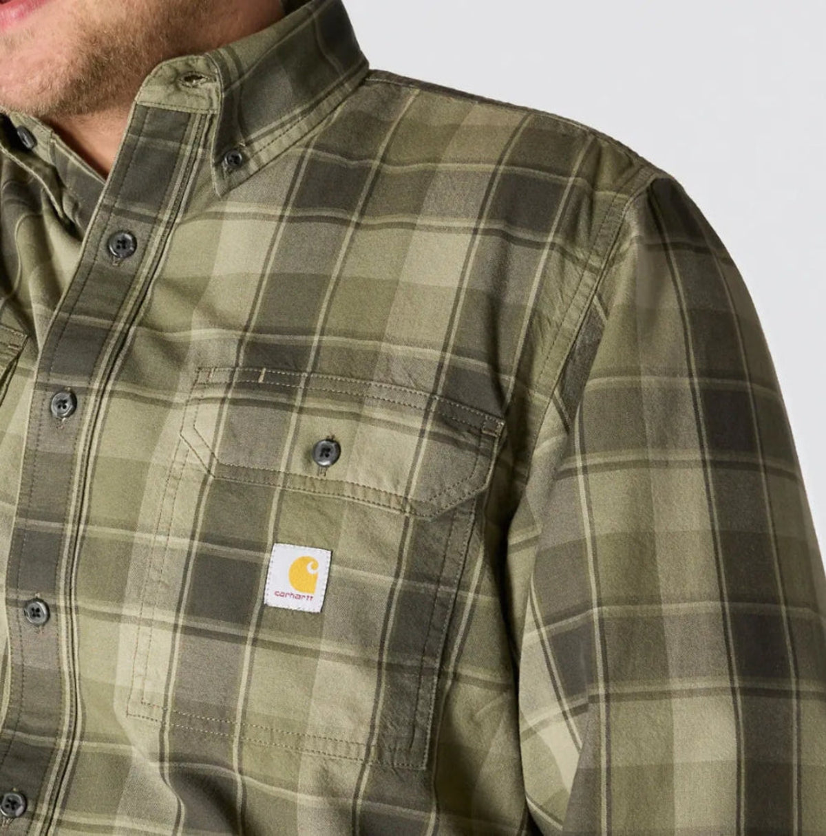 Carhartt Men's Loose Fit Midweight Chambray Long Sleeve Plaid Shirt Work Shirts Carhartt