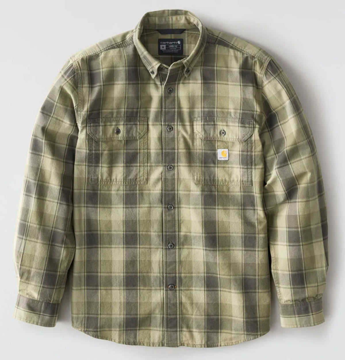 Carhartt Men's Loose Fit Midweight Chambray Long Sleeve Plaid Shirt Work Shirts Carhartt