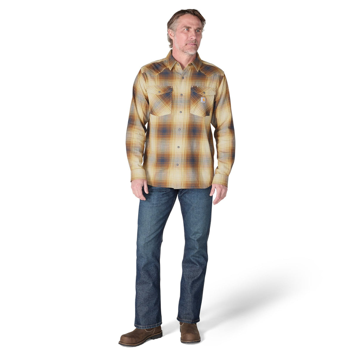 Carhartt Men's Montana Relaxed Fit Lightweight Snap-Front Long Sleeve Plaid Shirt Work Shirts Carhartt