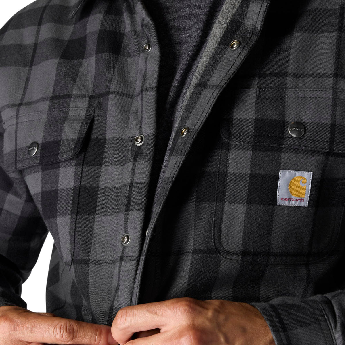 Carhartt Men's Relaxed Fit Sherpa-Lined Long Sleeve Flannel Shirt Jac - Work World - Workwear, Work Boots, Safety Gear