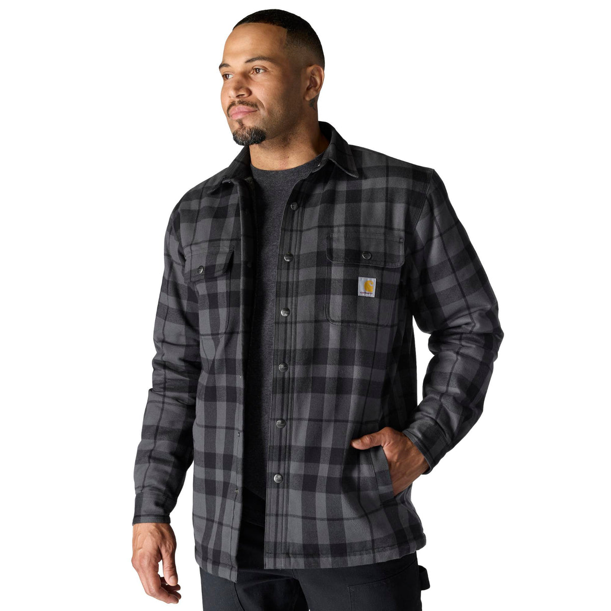 Carhartt Men's Relaxed Fit Sherpa-Lined Long Sleeve Flannel Shirt Jac - Work World - Workwear, Work Boots, Safety Gear