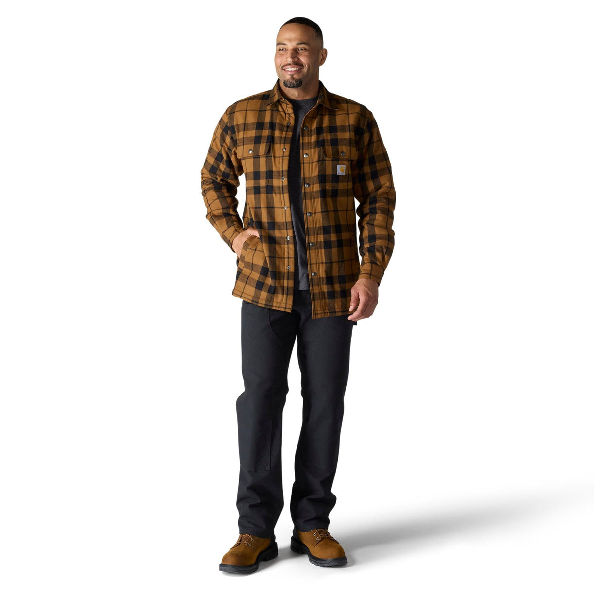 Carhartt Men's Relaxed Fit Sherpa-Lined Long Sleeve Flannel Shirt Jac - Work World - Workwear, Work Boots, Safety Gear