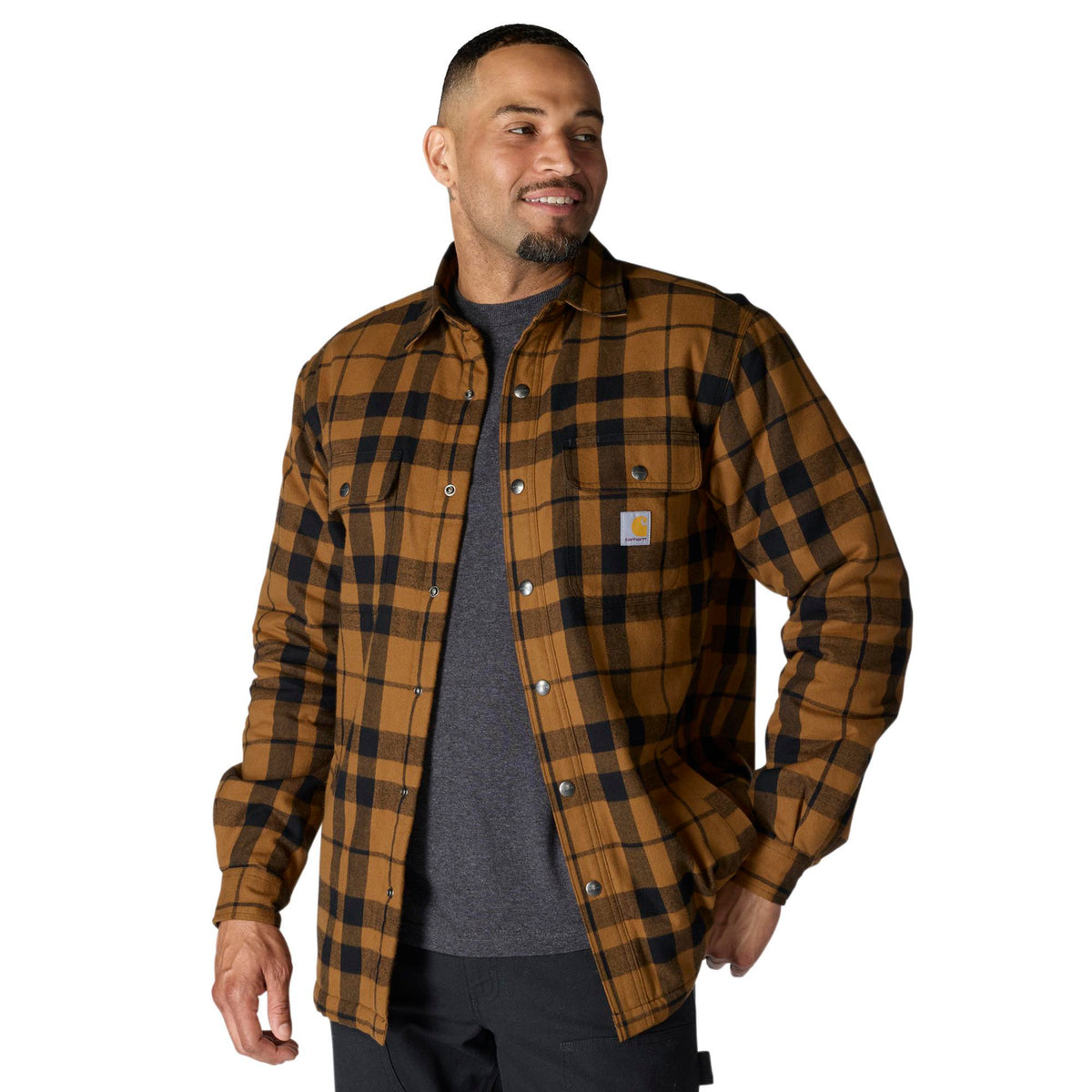 Carhartt Men's Relaxed Fit Sherpa-Lined Long Sleeve Flannel Shirt Jac - Work World - Workwear, Work Boots, Safety Gear
