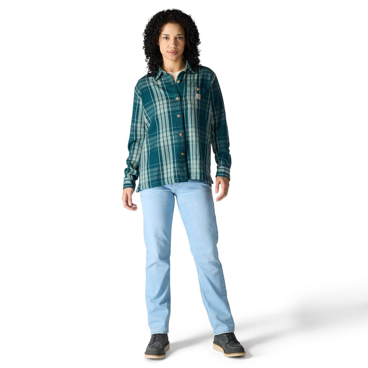 Carhartt Women's TENCEL™ Loose Fit Twill Plaid Long Sleeve Work Shirt Work Shirts Carhartt