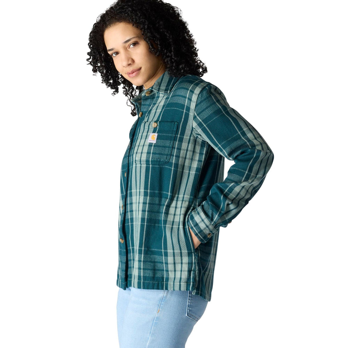 Carhartt Women's TENCEL™ Loose Fit Twill Plaid Long Sleeve Work Shirt Work Shirts Carhartt