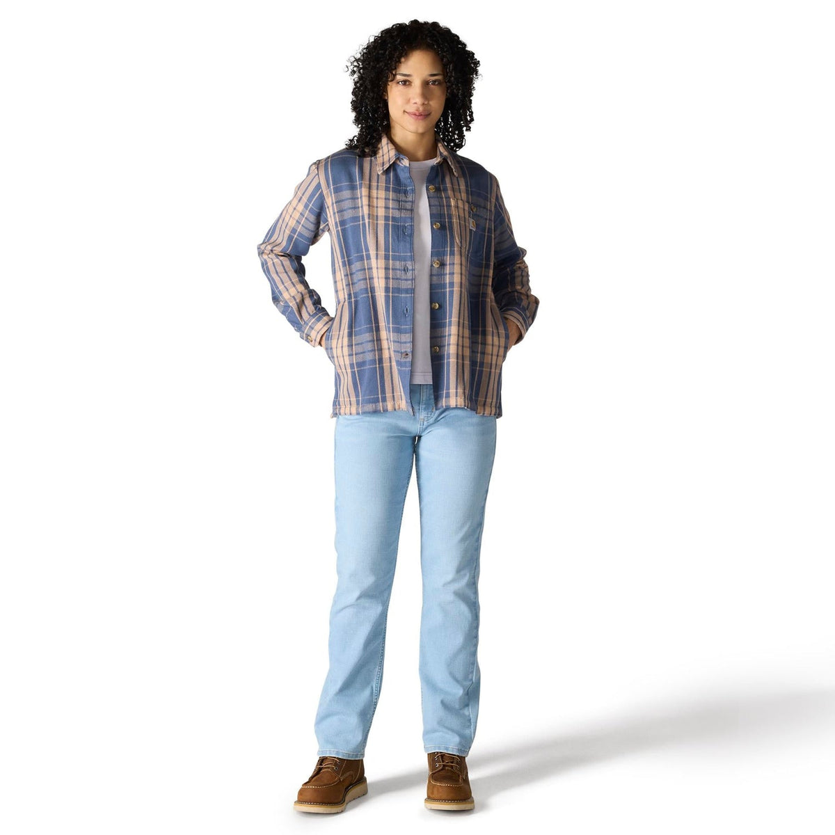 Carhartt Women's TENCEL™ Loose Fit Twill Plaid Long Sleeve Work Shirt Work Shirts Carhartt