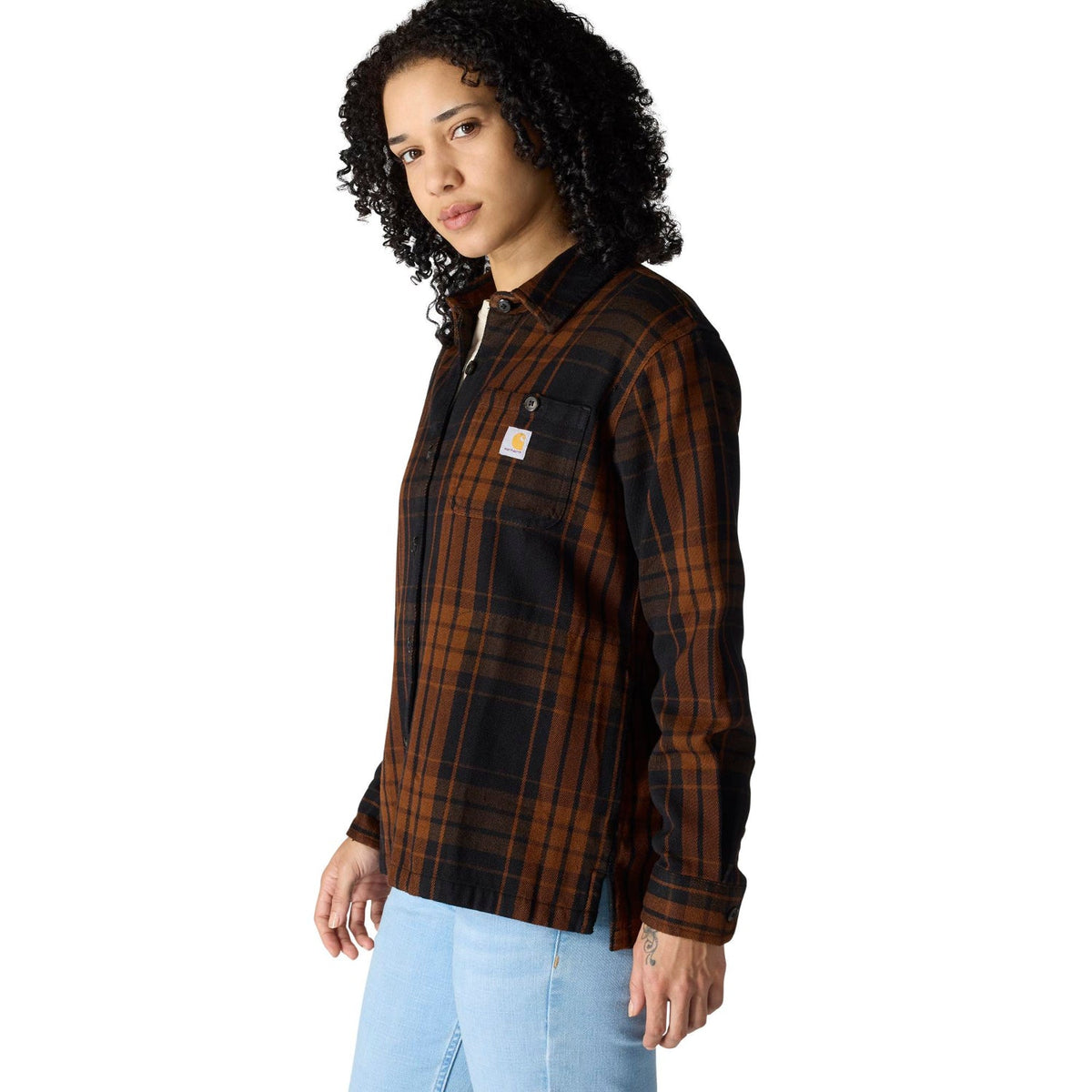 Carhartt Women's TENCEL™ Loose Fit Twill Plaid Long Sleeve Work Shirt Work Shirts Carhartt