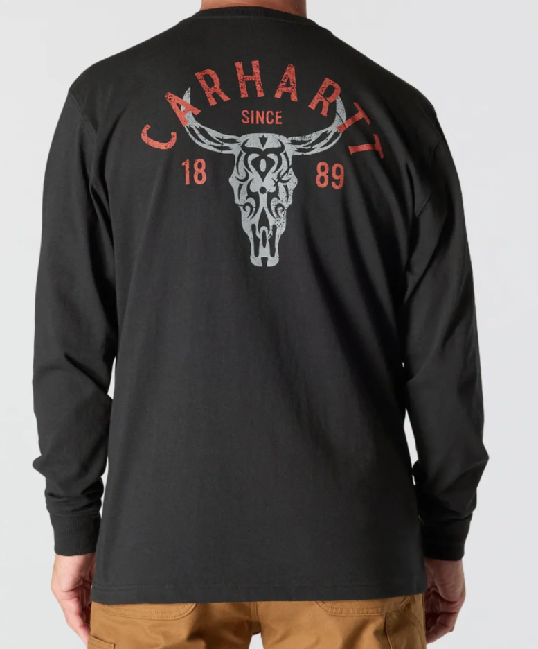 Carhartt Men's Heavyweight Pocket Longhorn Graphic Long Sleeve T-Shirt