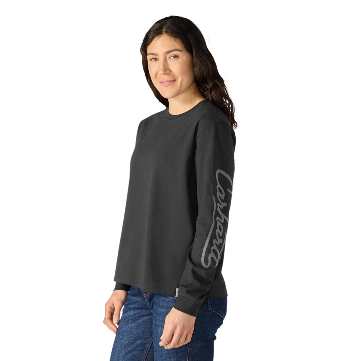 Carhartt Women's Irvine Loose Fit Logo Script Long Sleeve T-Shirt Long Sleeve T-Shirts Carhartt