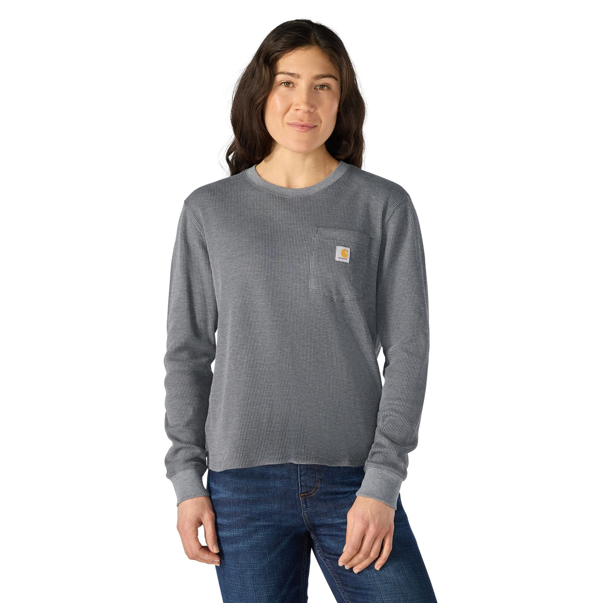 Carhartt Women's Waffle Knit Loose Fit Long Sleeve Pocket T-Shirt Long Sleeve T-Shirts Carhartt Shadow 2XL Reg