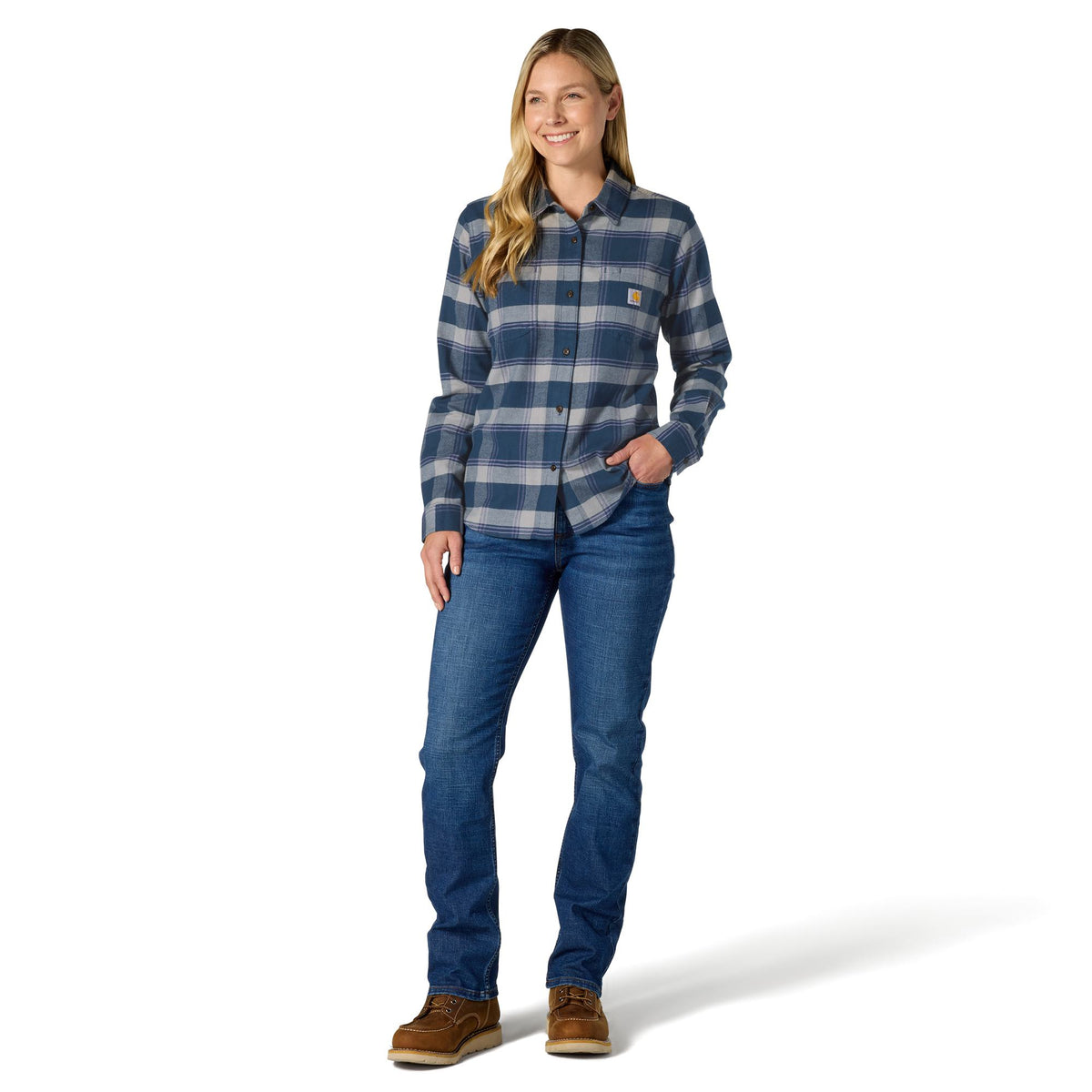Carhartt Women's Hamilton Relaxed Fit Button-Up Plaid Long Sleeve Work Shirt
