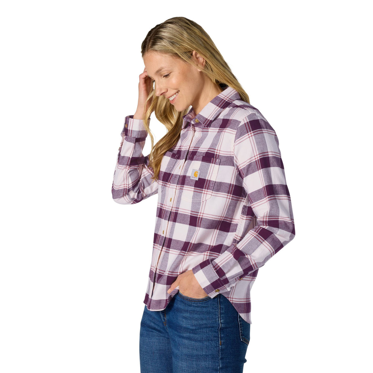 Carhartt Women's Hamilton Relaxed Fit Button-Up Plaid Long Sleeve Work Shirt