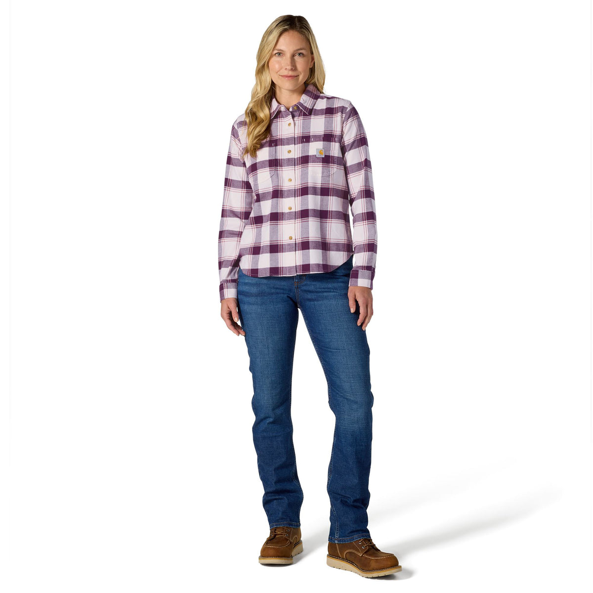 Carhartt Women's Hamilton Relaxed Fit Button-Up Plaid Long Sleeve Work Shirt