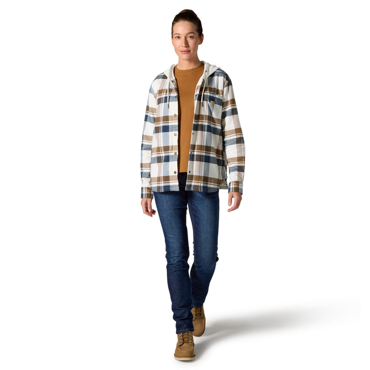Carhartt Women's Hamilton Plaid Loose Fit Hooded Shirt Jac Sweatshirts & Hoodies Carhartt