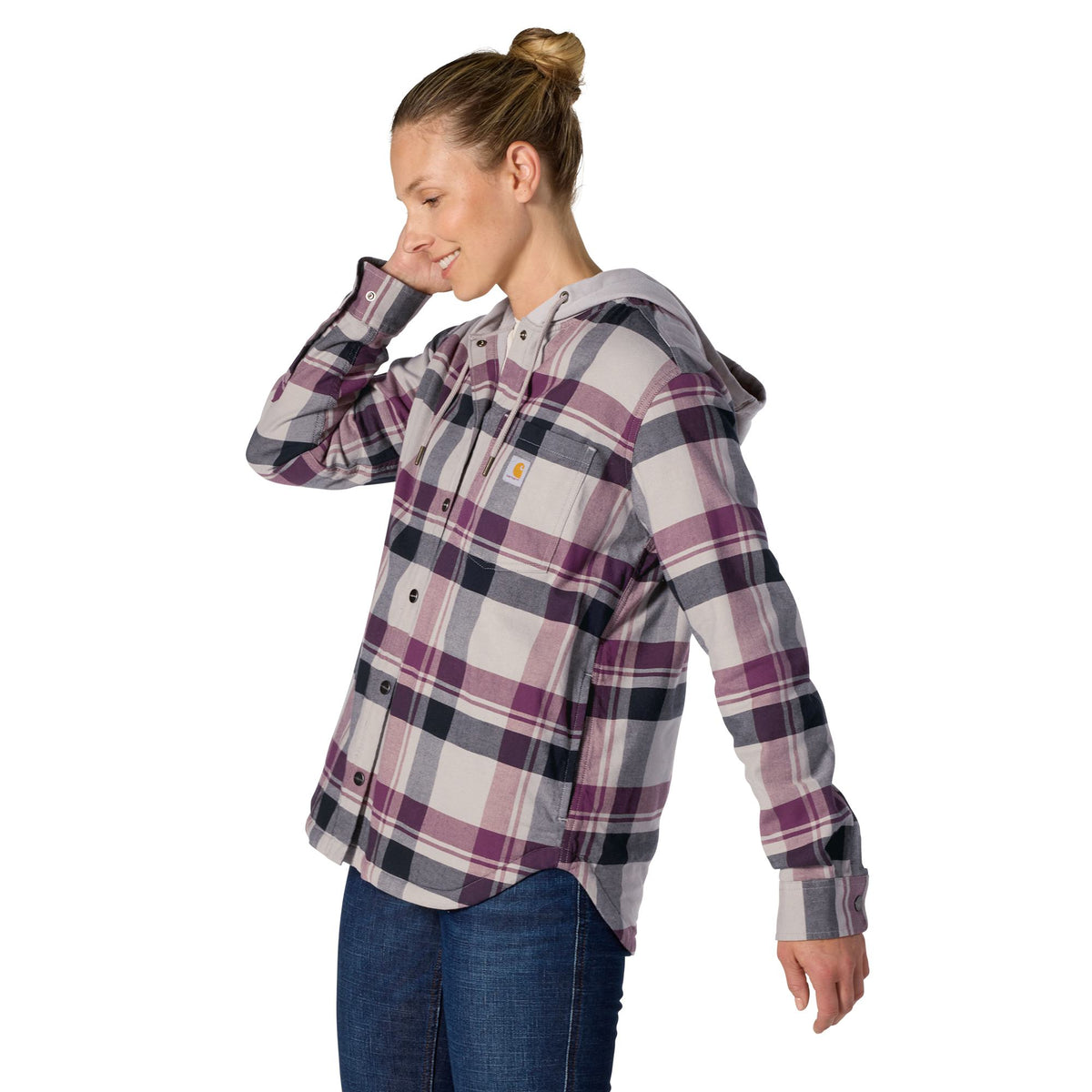 Carhartt Women's Hamilton Plaid Loose Fit Hooded Shirt Jac Sweatshirts & Hoodies Carhartt