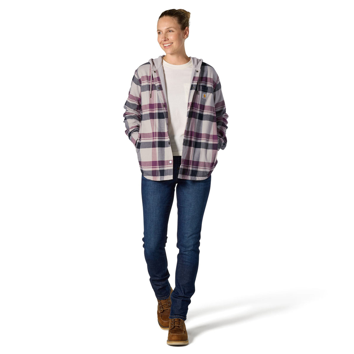 Carhartt Women's Hamilton Plaid Loose Fit Hooded Shirt Jac Sweatshirts & Hoodies Carhartt