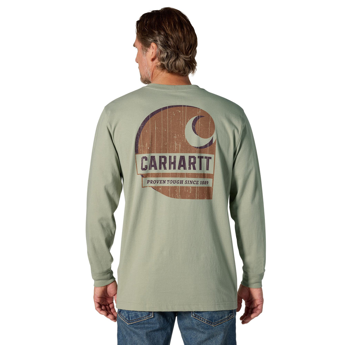 Carhartt Men's Irvine Tough C Graphic Relaxed Fit Pocket Long Sleeve T-Shirt Long Sleeve T-Shirts Carhartt Faded Fatigue 2XL Reg