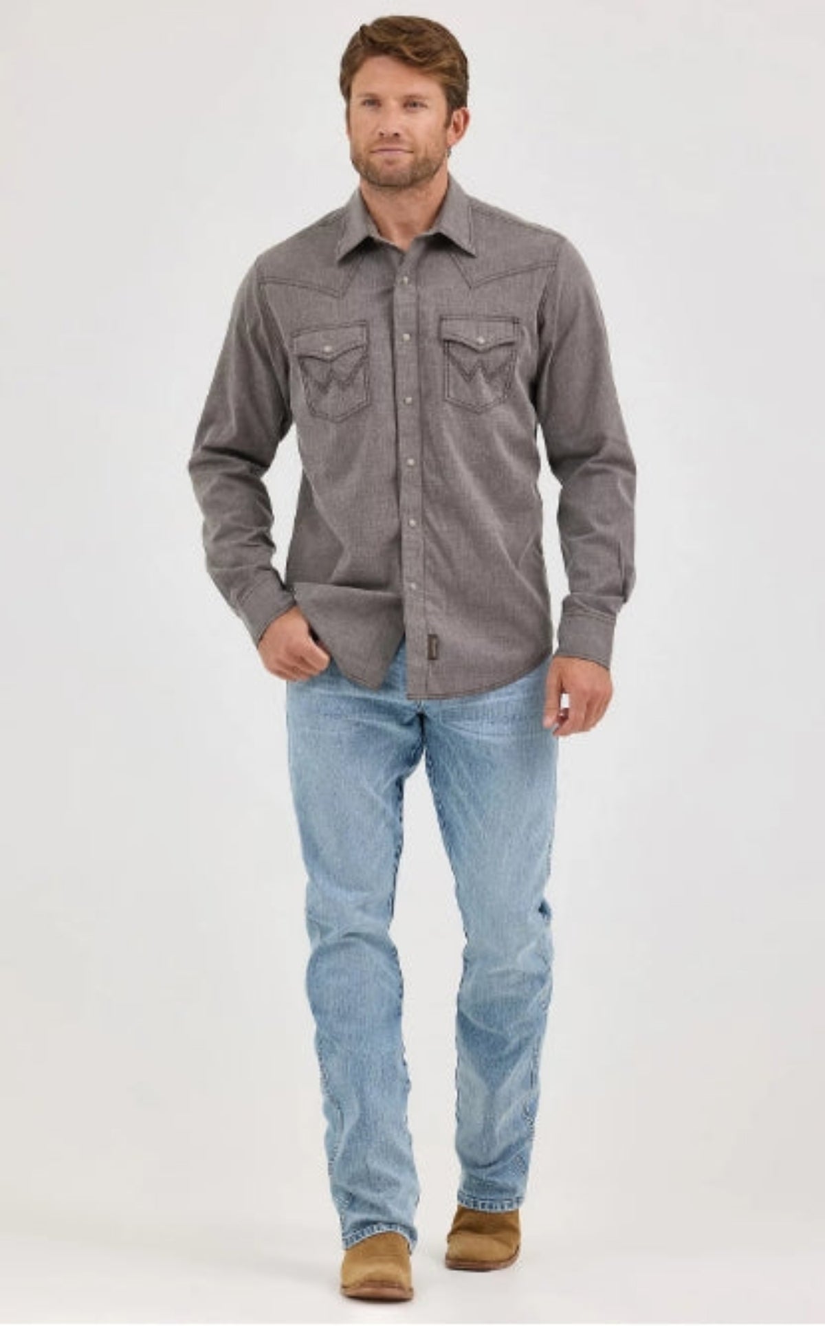 Wrangler Men's Retro® Premium Cotton Snap-Front Long Sleeve Work Shirt - Work World - Workwear, Work Boots, Safety Gear