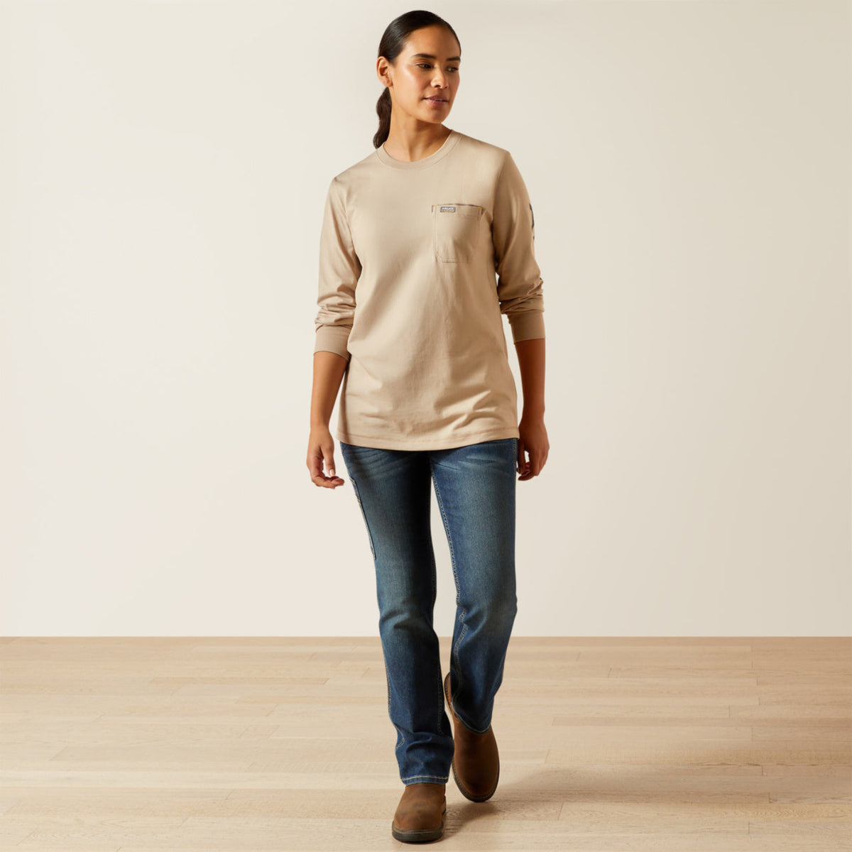 Ariat Women's Rebar Workman Logo Pocket Long Sleeve T-Shirt Long Sleeve T-Shirts Ariat